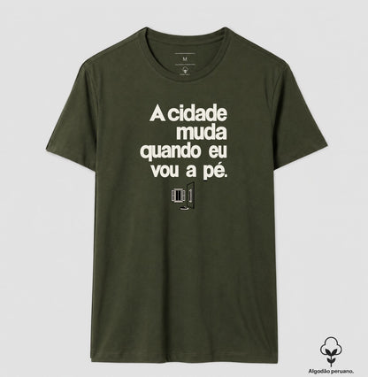 Camiseta Algodão Peruano - Outro Olhar, Masculino, Verde Musgo