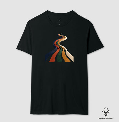 Camiseta Algodão Peruano - Quilômetros Compartilhados, Masculino, Preta