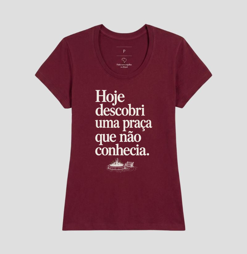 Camiseta Unissex - Praça Descoberta, Feminino, Bordeaux