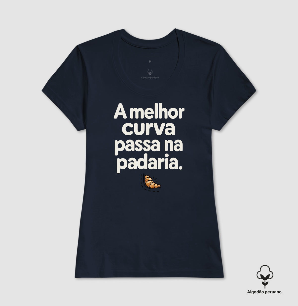 Camiseta Algodão Peruano - Curva da Padaria, Feminino, Marinho