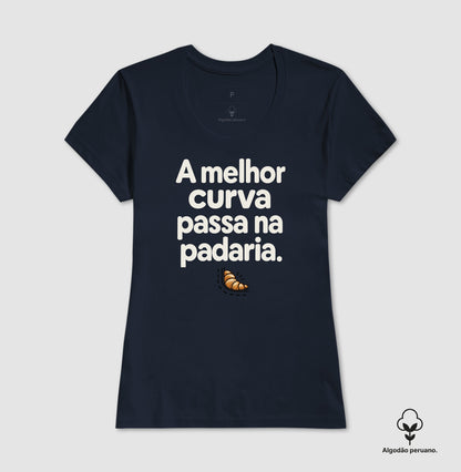 Camiseta Algodão Peruano - Curva da Padaria, Feminino, Marinho