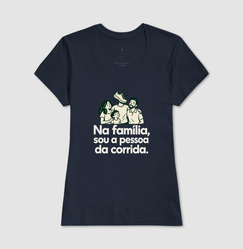 Camiseta Unissex - Sobrenome Corrida, Feminino, Marinho