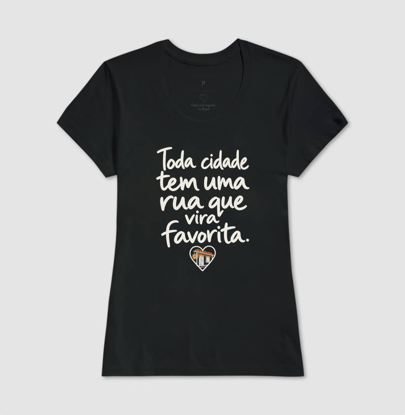 Camiseta Unissex - Rua Favorita, Feminino, Preta