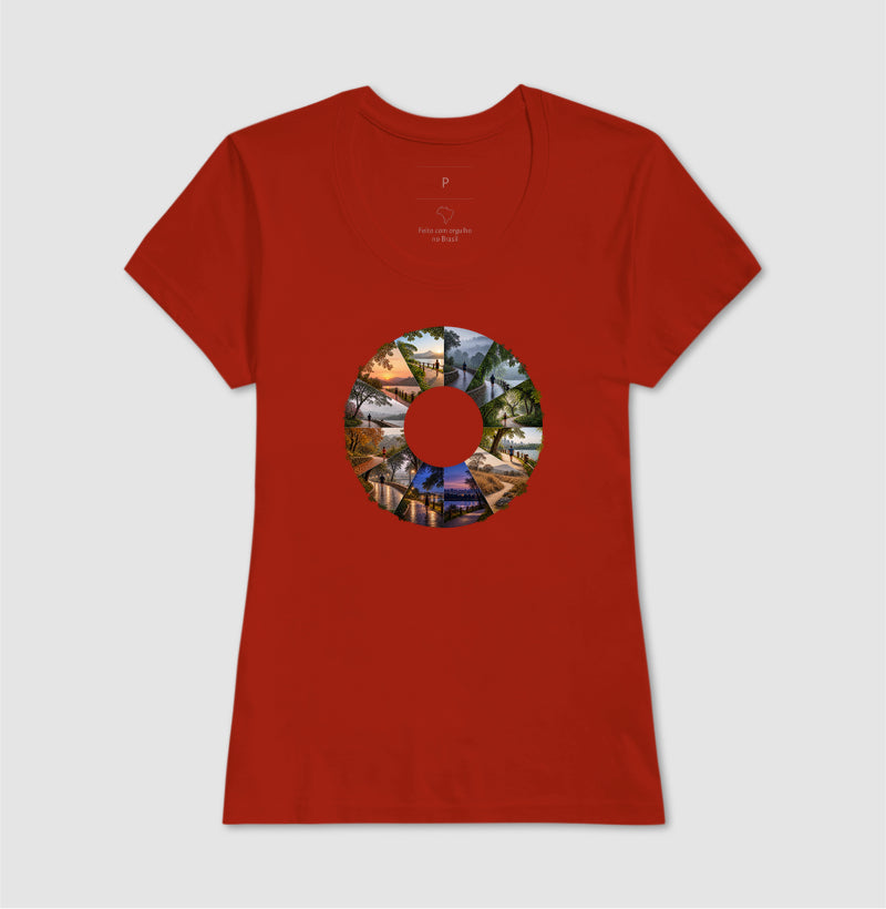 Camiseta Unissex - Um Ano em Movimento, Feminino, Vermelho