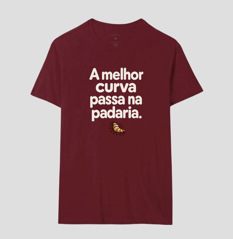 Camiseta Unissex - Curva da Padaria, Masculino, Bordeaux