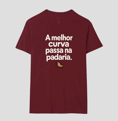 Camiseta Unissex - Curva da Padaria, Masculino, Bordeaux