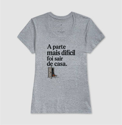 Camiseta Unissex - Coragem de Ir, Feminino, Cinza
