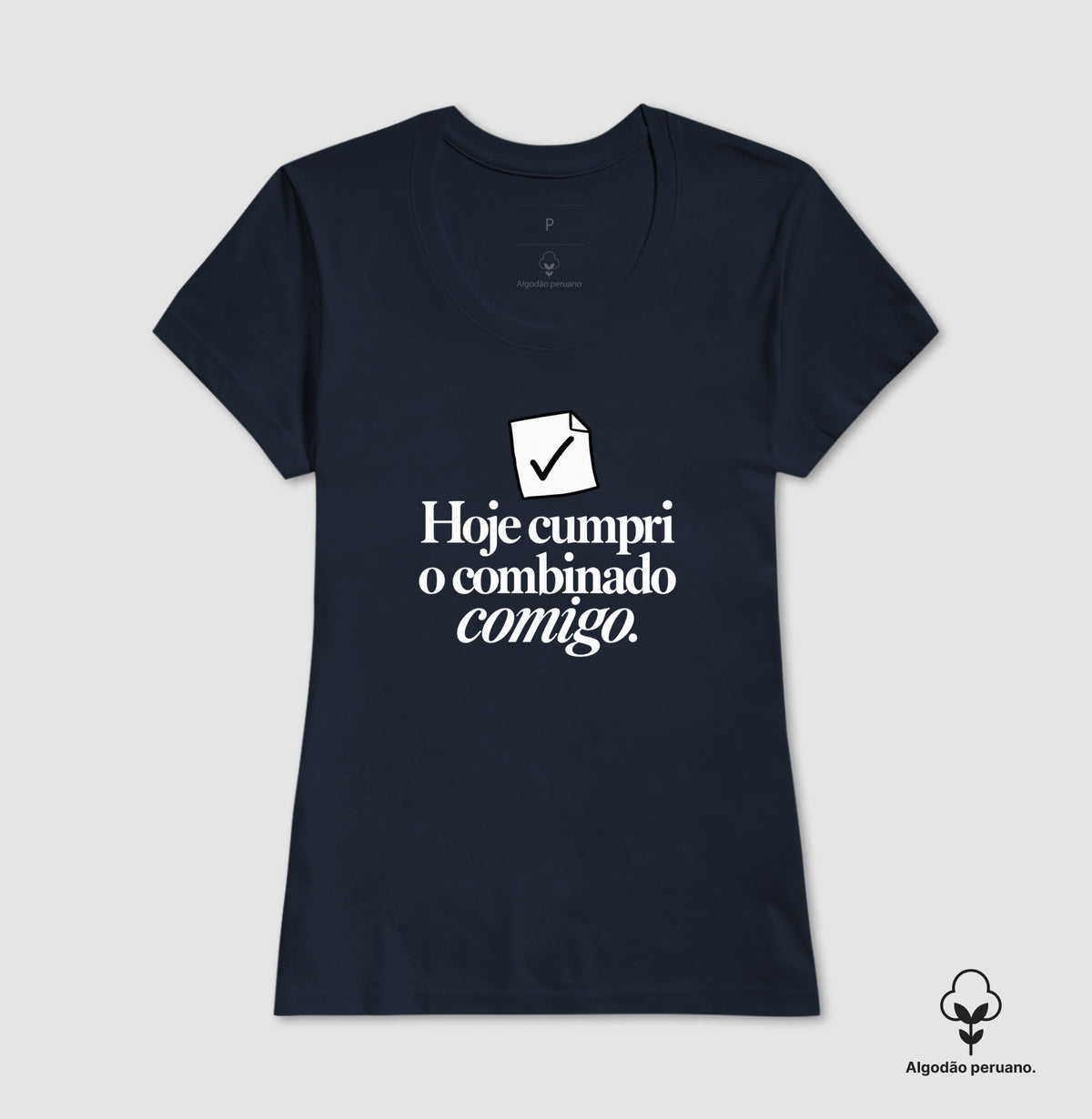 Camiseta Algodão Peruano - Pequeno Plano Cumprido — Marinho — Feminino