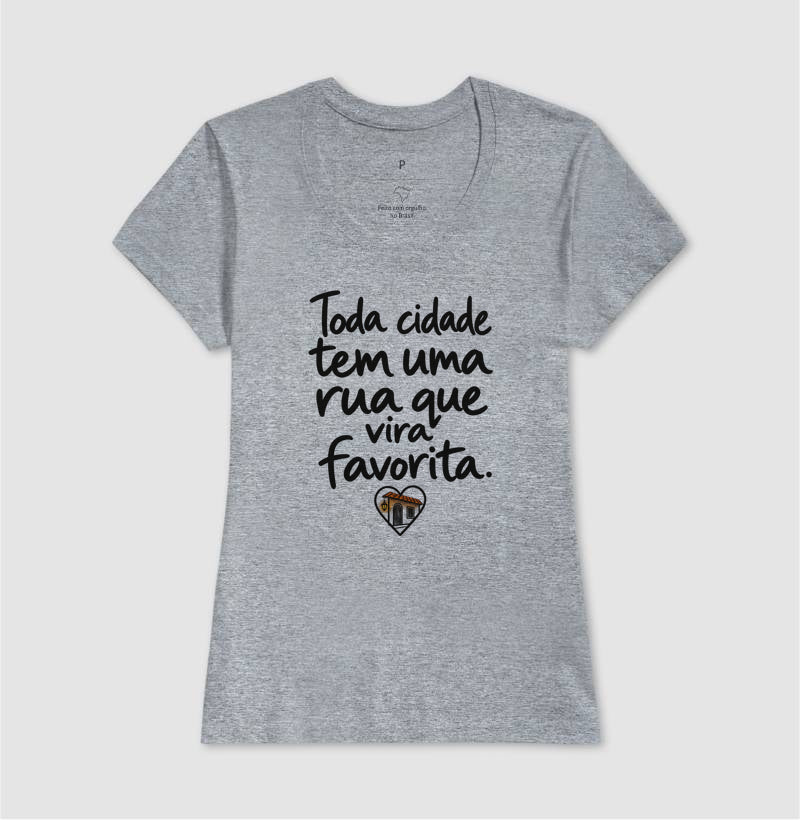Camiseta Unissex - Rua Favorita, Feminino, Cinza