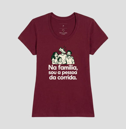 Camiseta Unissex - Sobrenome Corrida, Feminino, Bordeaux
