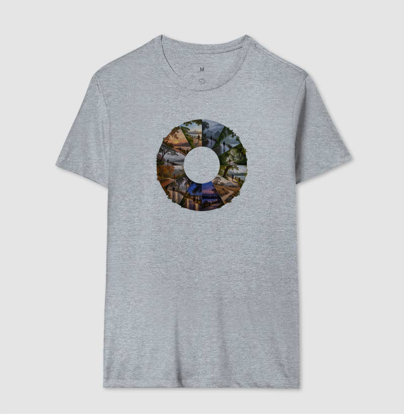 Camiseta Unissex - Um Ano em Movimento, Masculino, Cinza