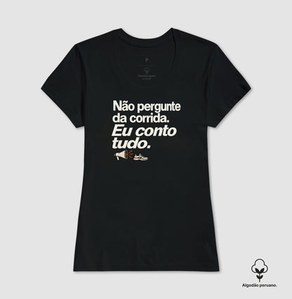 Camiseta Algodão Peruano - Cheguei no Assunto, Feminino, Preta