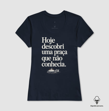 Camiseta Algodão Peruano - Praça Descoberta, Feminino, Marinho