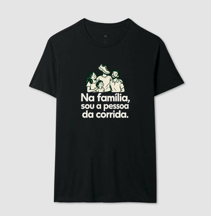 Camiseta Unissex - Sobrenome Corrida, Masculino, Preta