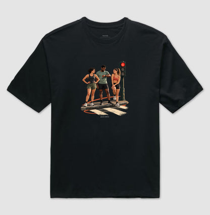 Camiseta Oversized - Semáforo Vermelho