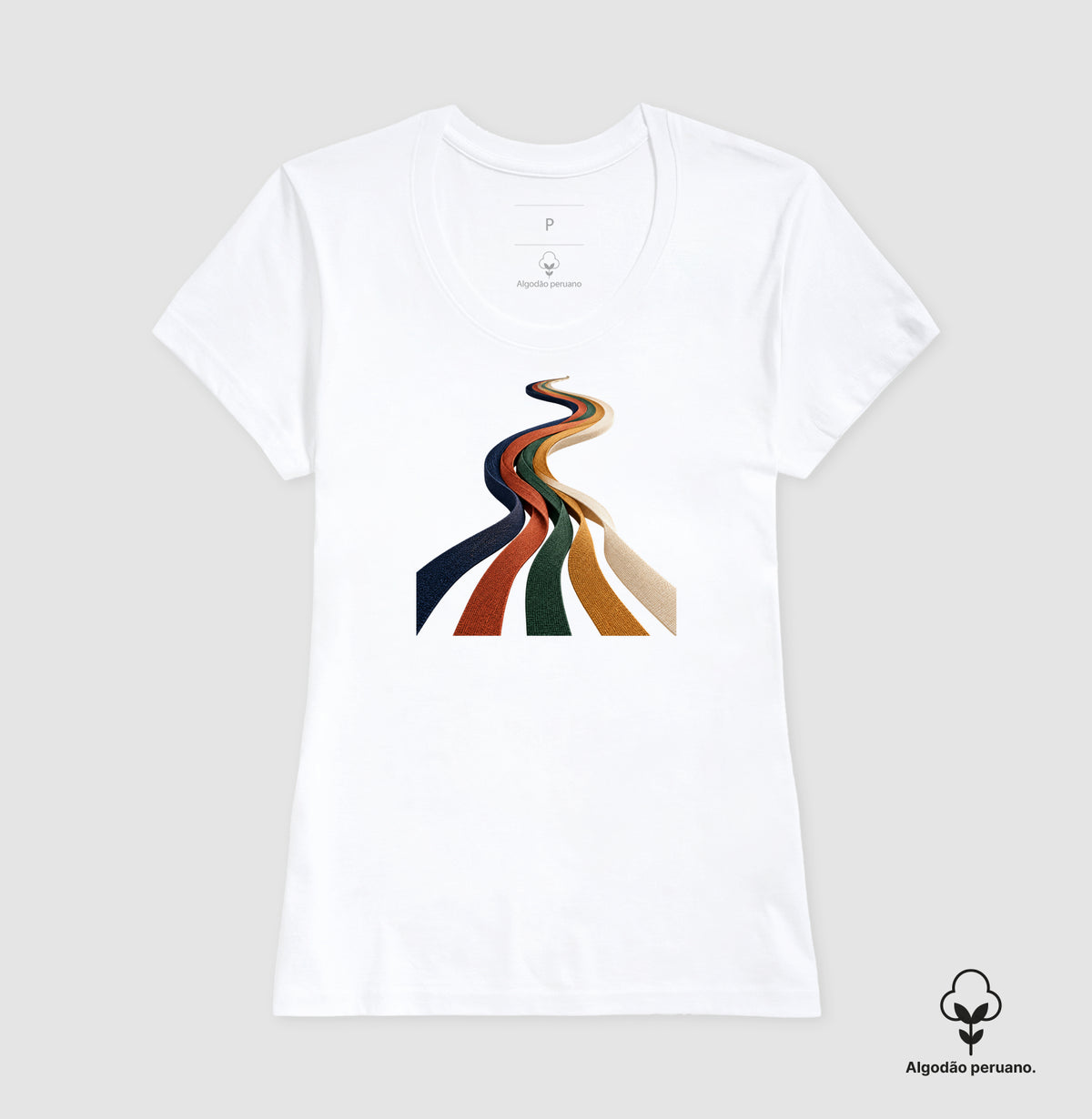 Camiseta Algodão Peruano - Quilômetros Compartilhados, Feminino, Branca