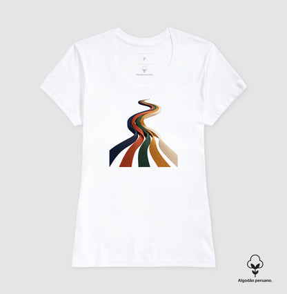Camiseta Algodão Peruano - Quilômetros Compartilhados, Feminino, Branca