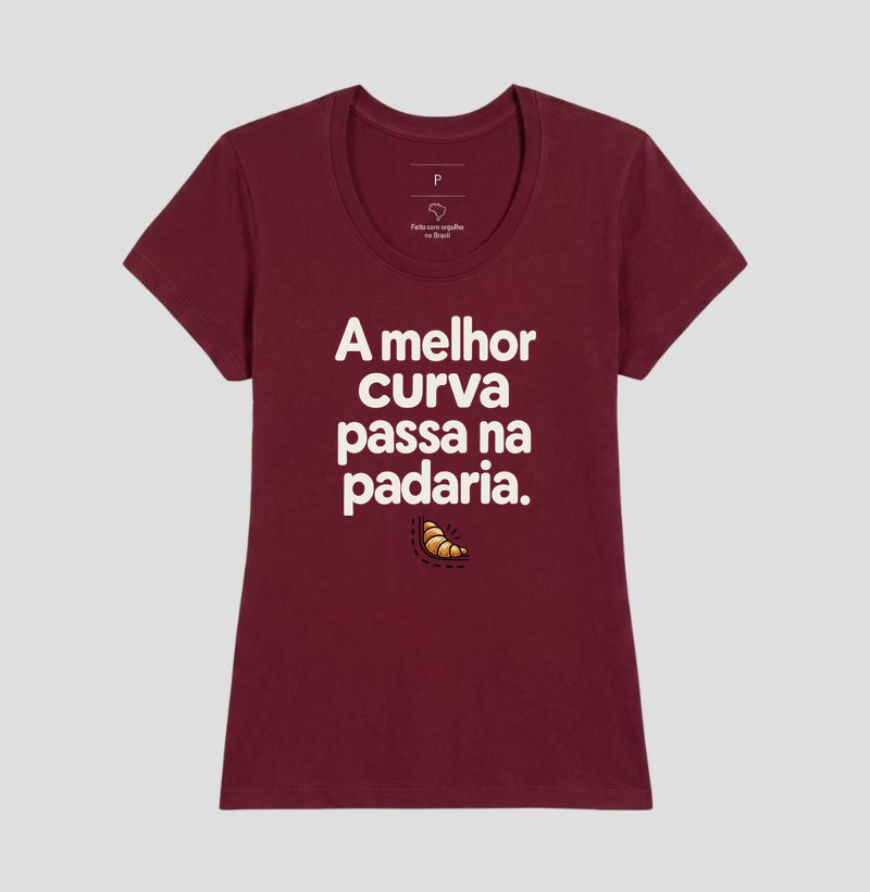 Camiseta Unissex - Curva da Padaria, Feminino, Bordeaux