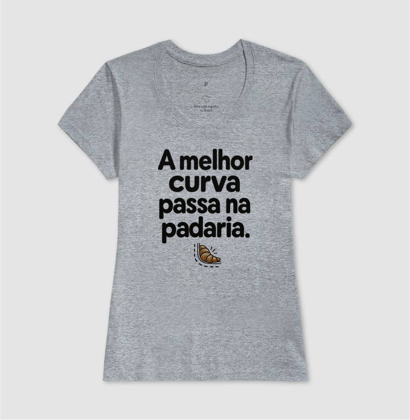 Camiseta Unissex - Curva da Padaria, Feminino, Cinza