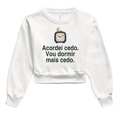 Moletom Cropped - Sono Adiantado, Branca