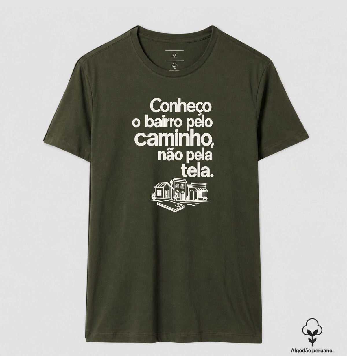 Camiseta Algodão Peruano - Caminho Sem Tela, Masculino, Verde Musgo