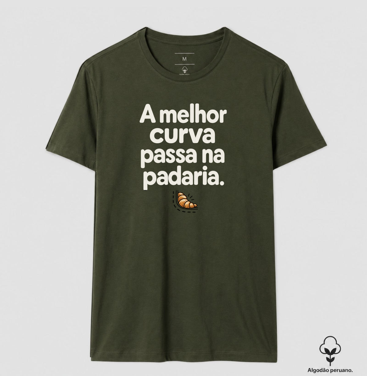 Camiseta Algodão Peruano - Curva da Padaria, Masculino, Verde Musgo