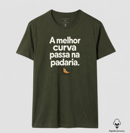 Camiseta Algodão Peruano - Curva da Padaria, Masculino, Verde Musgo