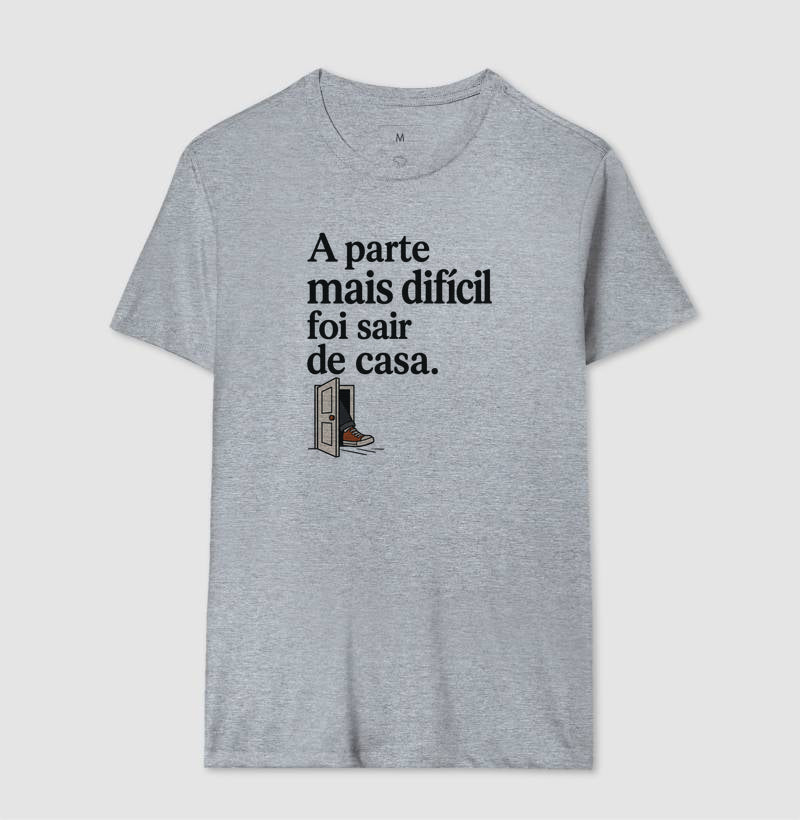 Camiseta Unissex - Coragem de Ir, Masculino, Cinza