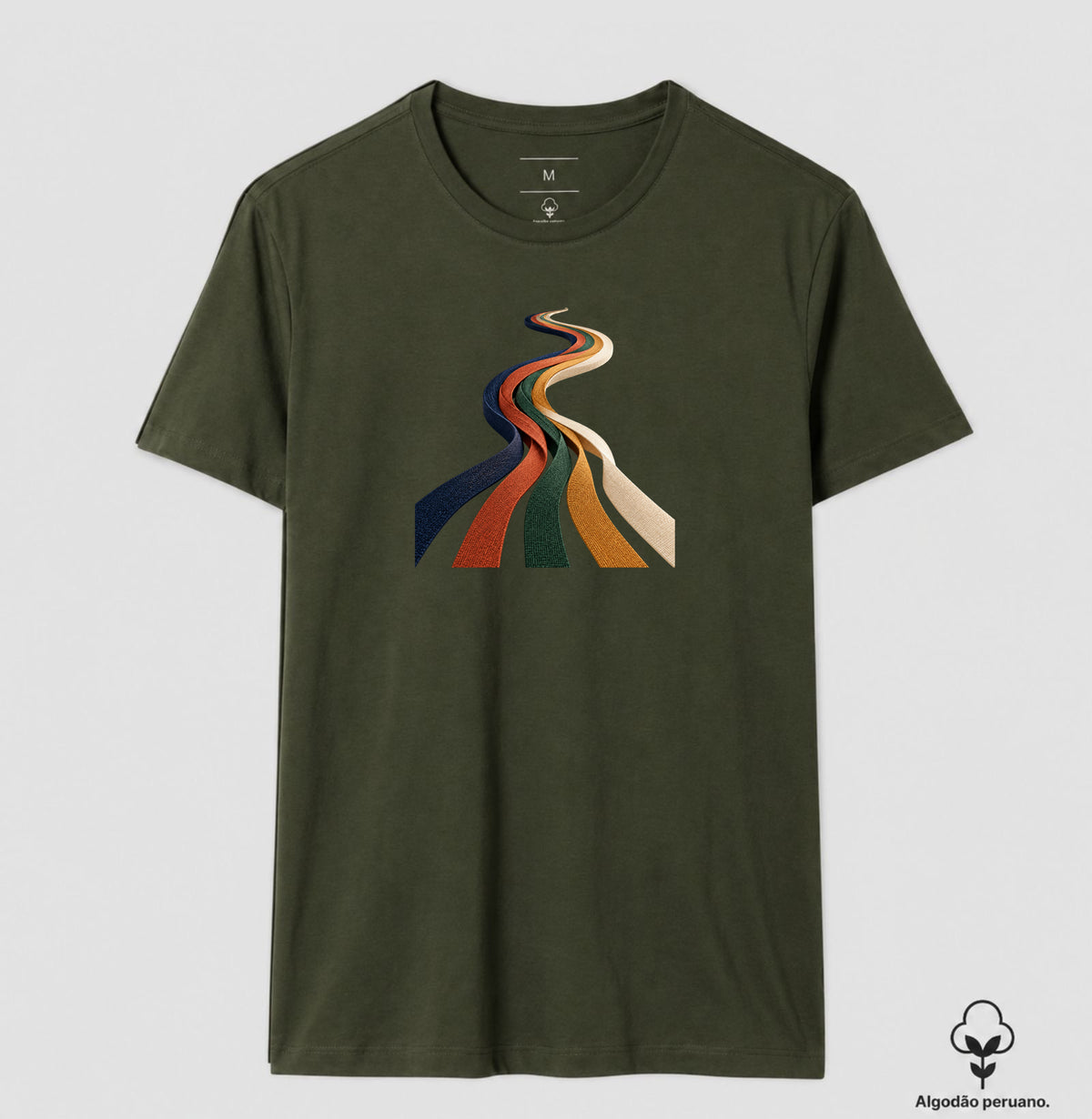 Camiseta Algodão Peruano - Quilômetros Compartilhados, Masculino, Verde Musgo