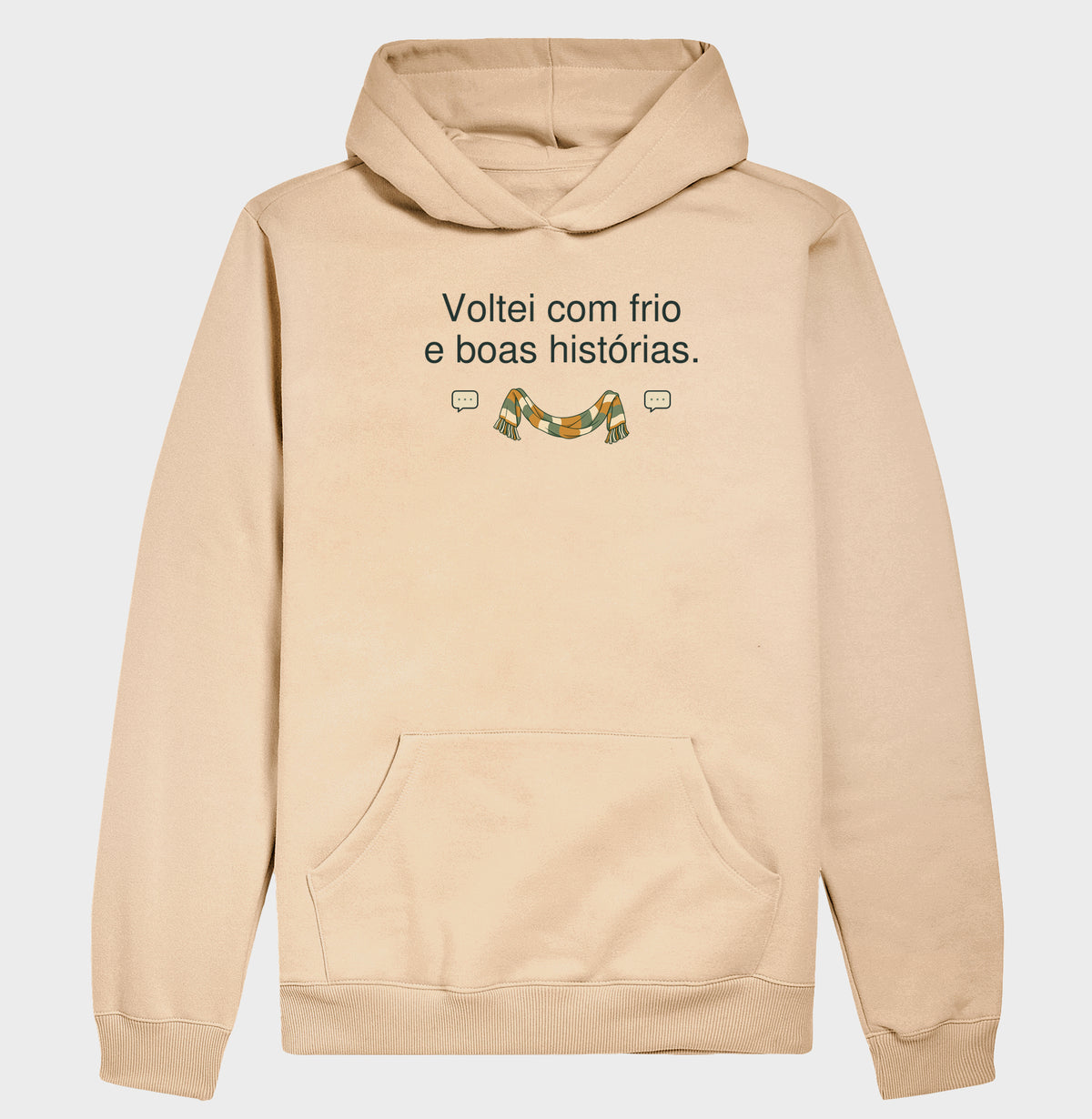 Hoodie Moletom - Frio e Histórias, Bege