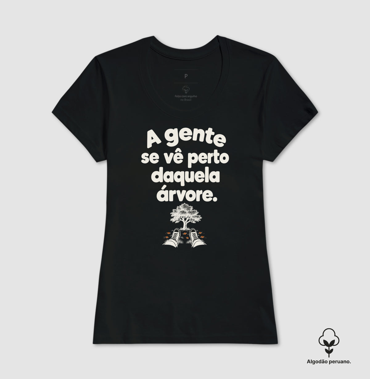 Camiseta Algodão Peruano - Ponto de Encontro, Feminino, Preta