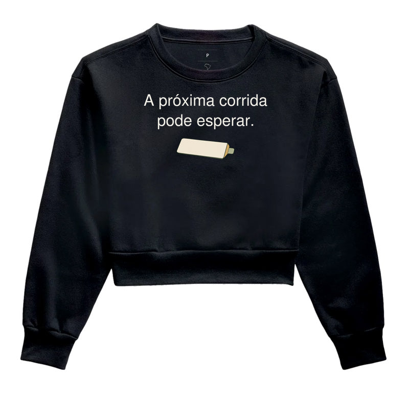 Cropped Moletom - Pausa Escolhida, Preta