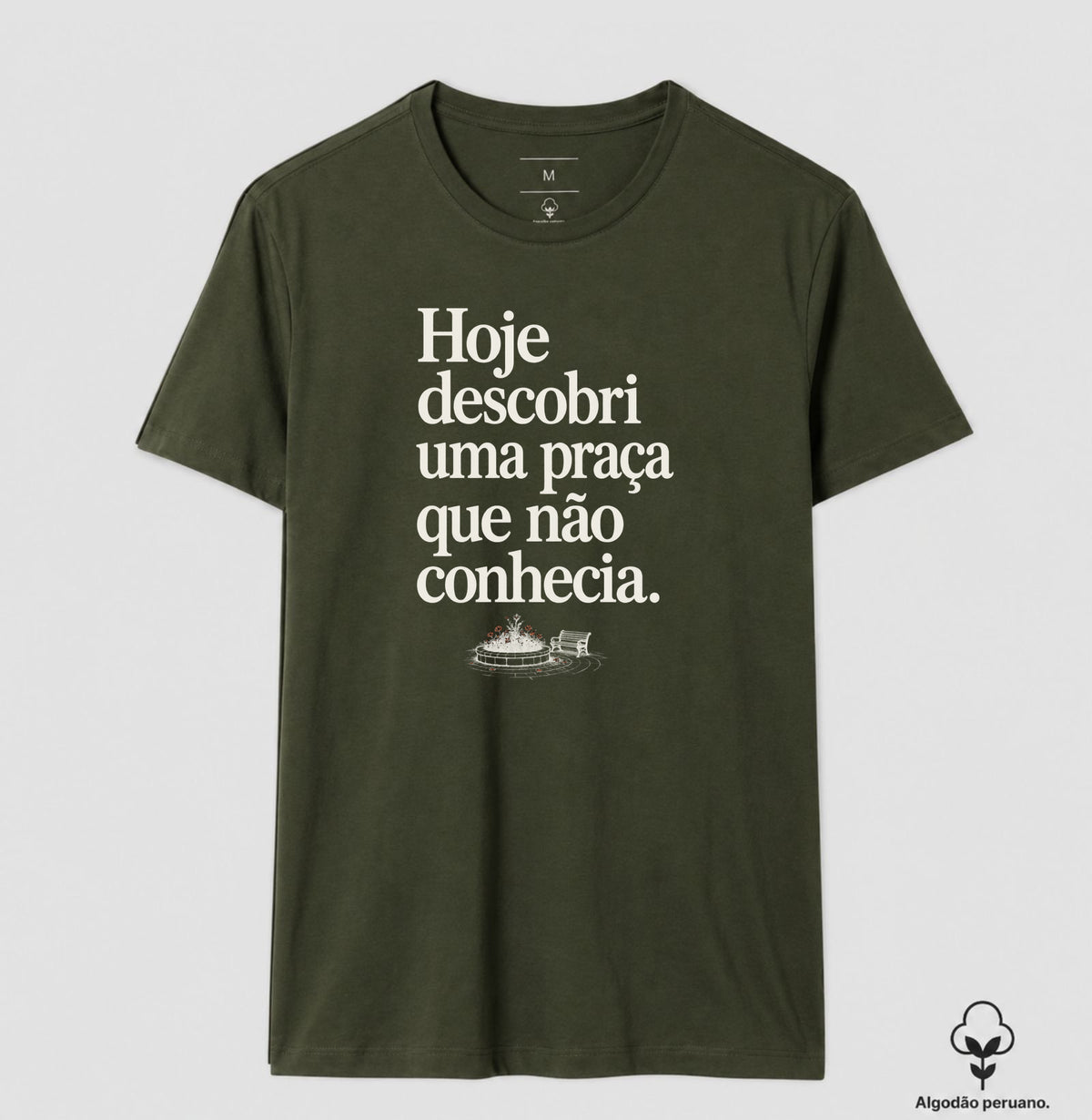 Camiseta Algodão Peruano - Praça Descoberta, Masculino, Verde Musgo
