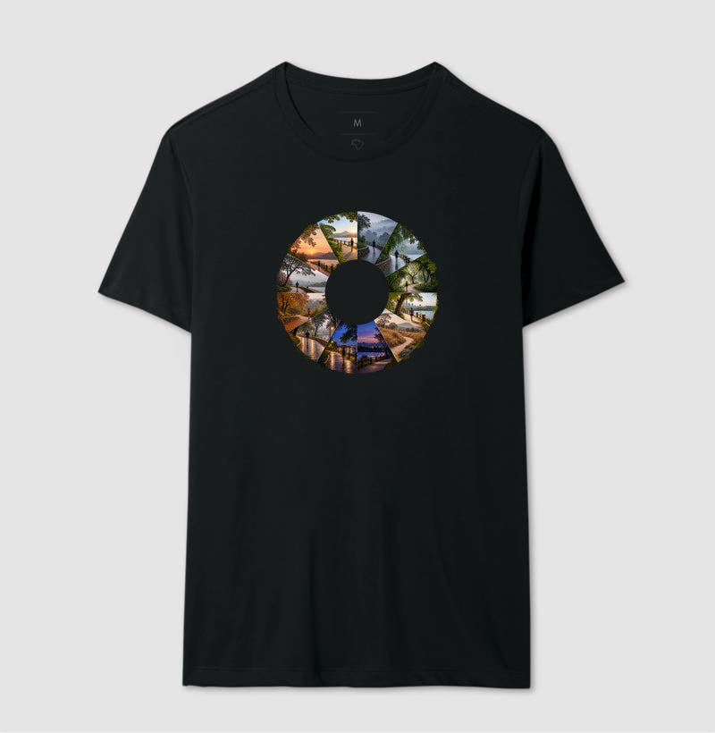 Camiseta Unissex - Um Ano em Movimento, Masculino, Preta