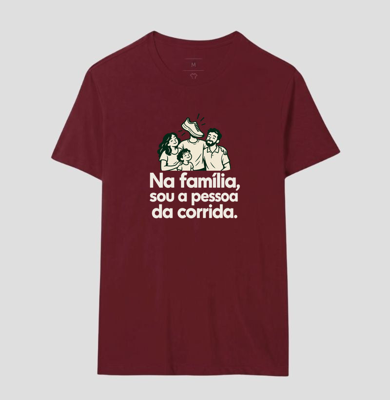 Camiseta Unissex - Sobrenome Corrida, Masculino, Bordeaux