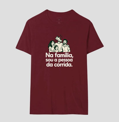 Camiseta Unissex - Sobrenome Corrida, Masculino, Bordeaux