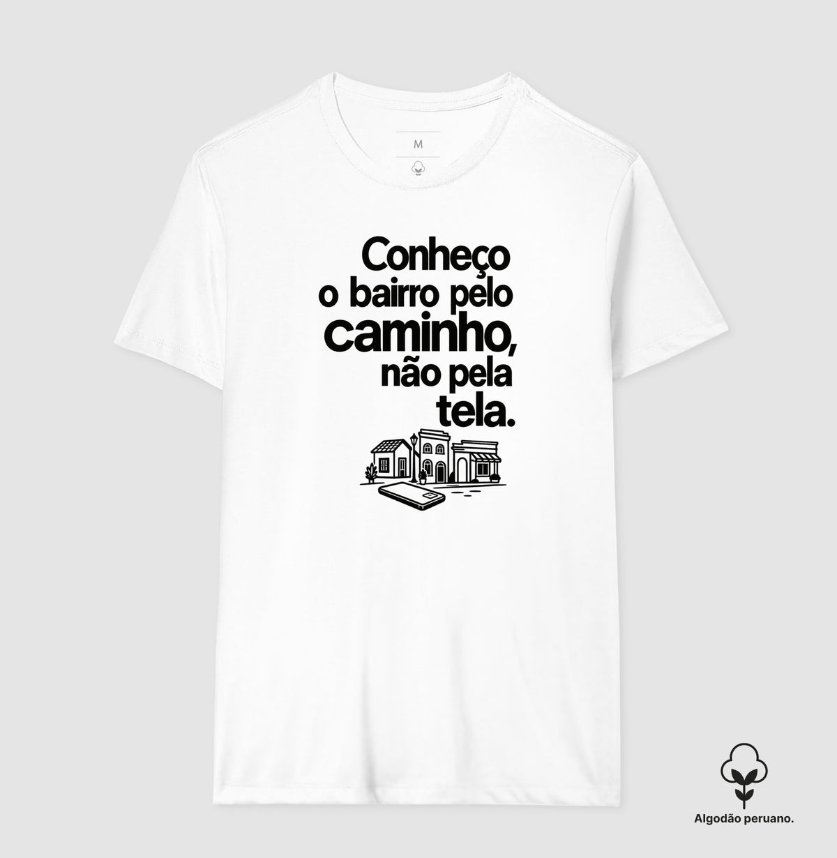 Camiseta Algodão Peruano - Caminho Sem Tela, Masculino, Branca