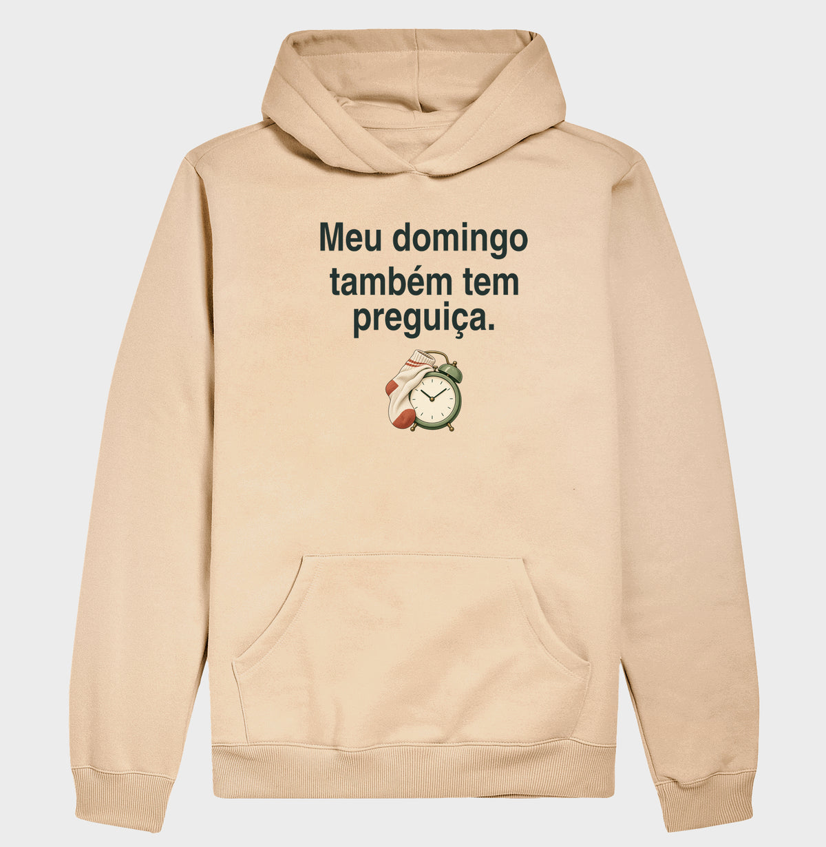 Moletom com Capuz - Domingo sem Pressa, Bege