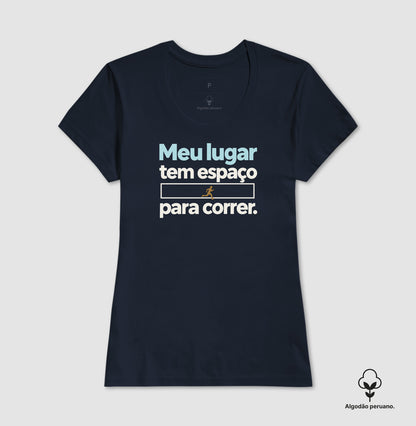 Camiseta Algodão Peruano - Lugar para Correr, Feminino, Marinho