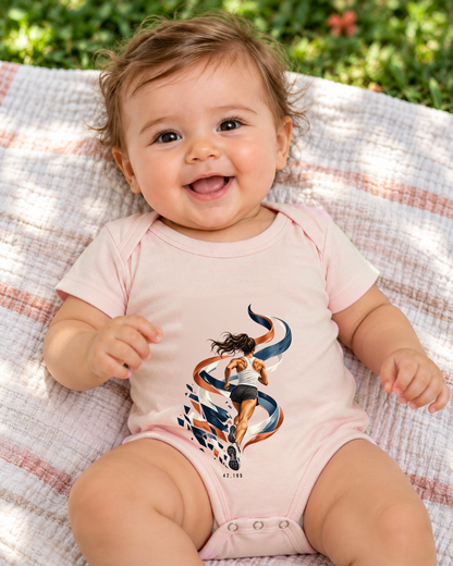 Body Infantil - Dentro da Maratona, cor Rosa Bebê, modelo feminino, ambiente