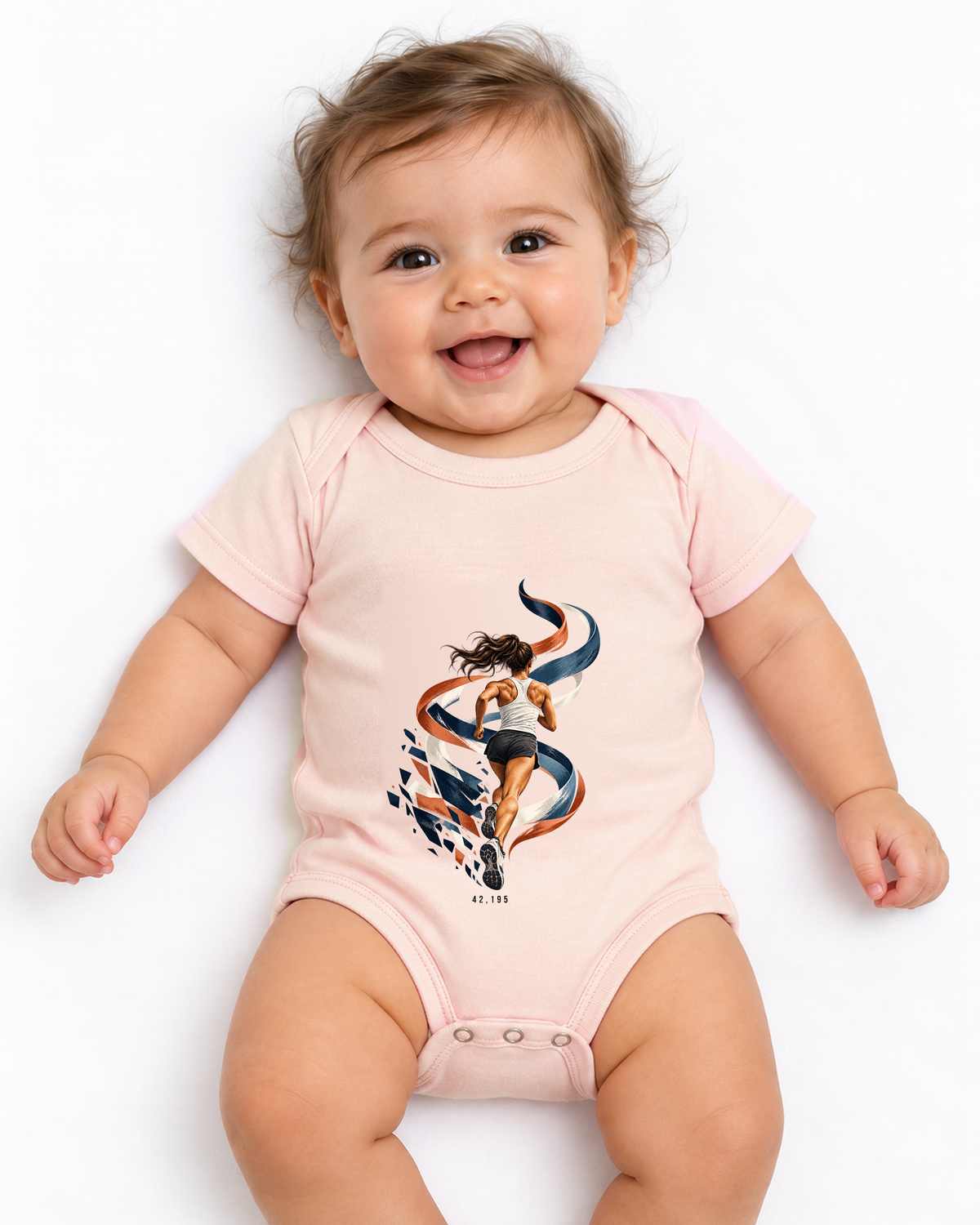 Body Infantil - Dentro da Maratona, cor Rosa Bebê, modelo feminino, estúdio