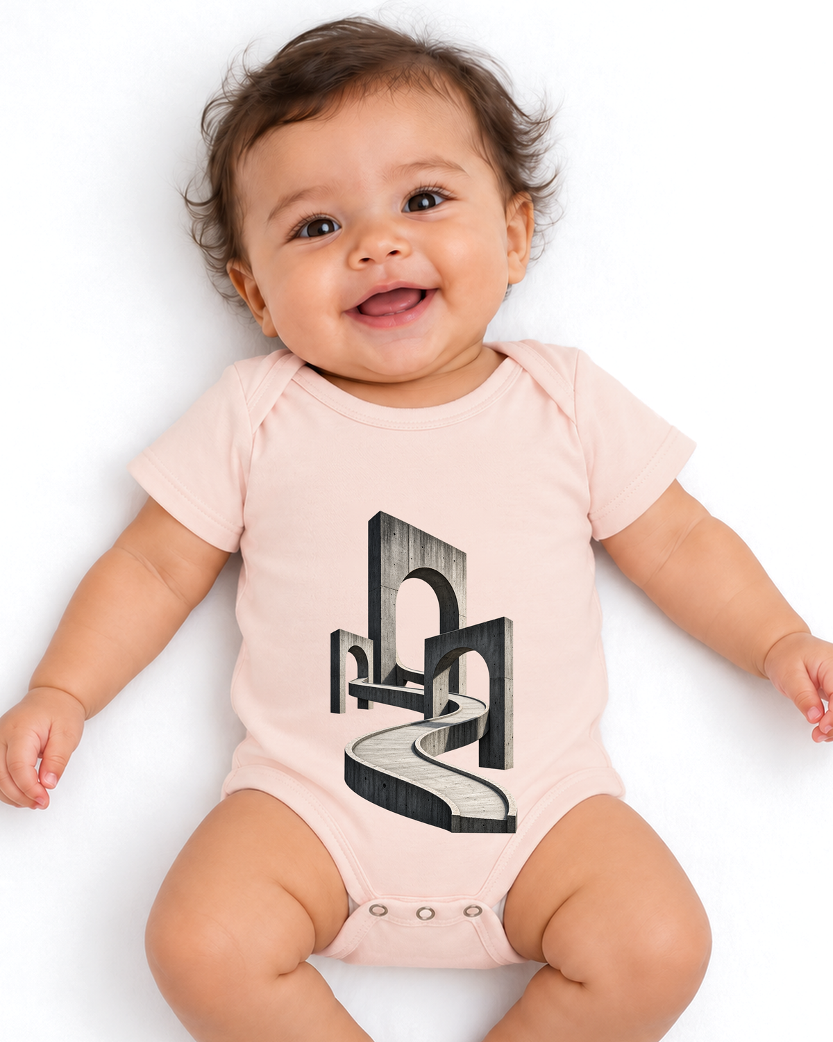 Body Infantil - Horizonte de Concreto, cor Rosa Bebê, modelo feminino, estúdio