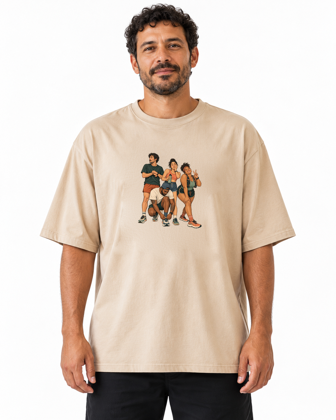 Camiseta Oversized Foto Antes da Largada — homem em fundo branco