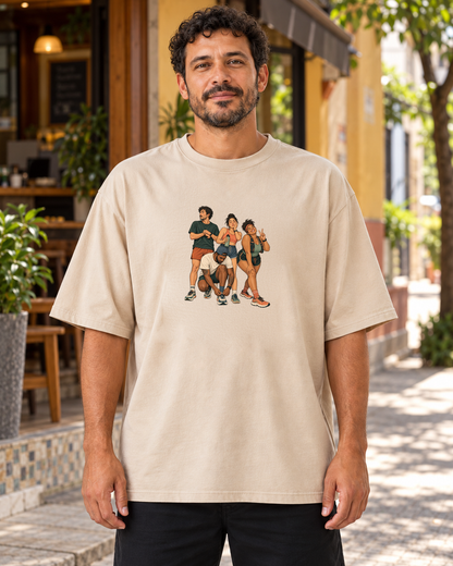 Camiseta Oversized Foto Antes da Largada — homem em ambiente