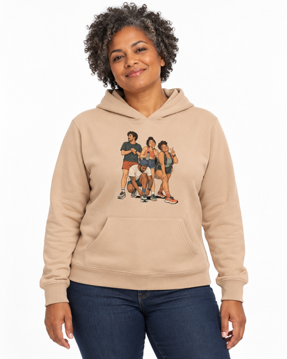 Hoodie Moletom Foto Antes da Largada — mulher em fundo branco, amêndoa