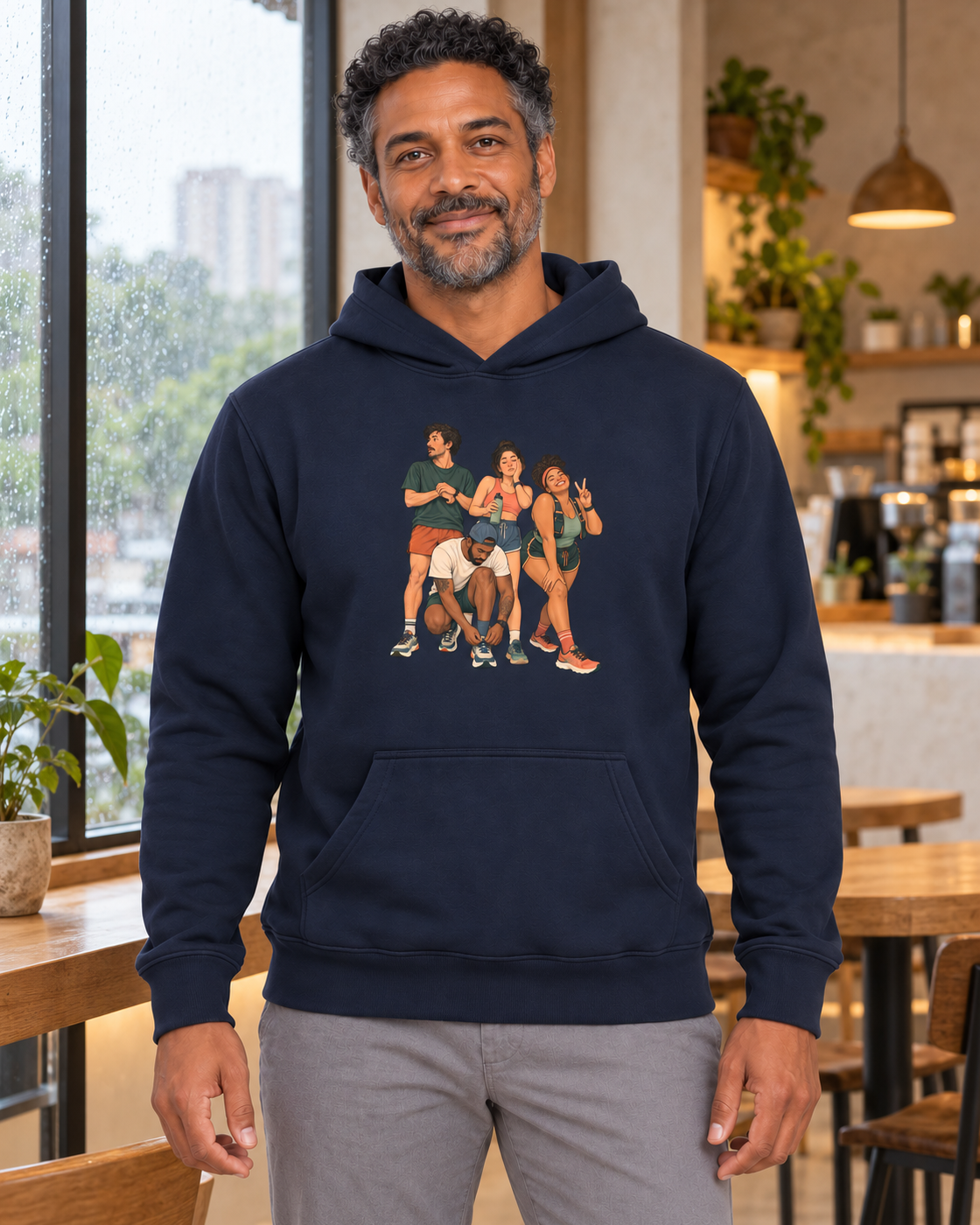 Hoodie Moletom Foto Antes da Largada — homem em ambiente, marinho