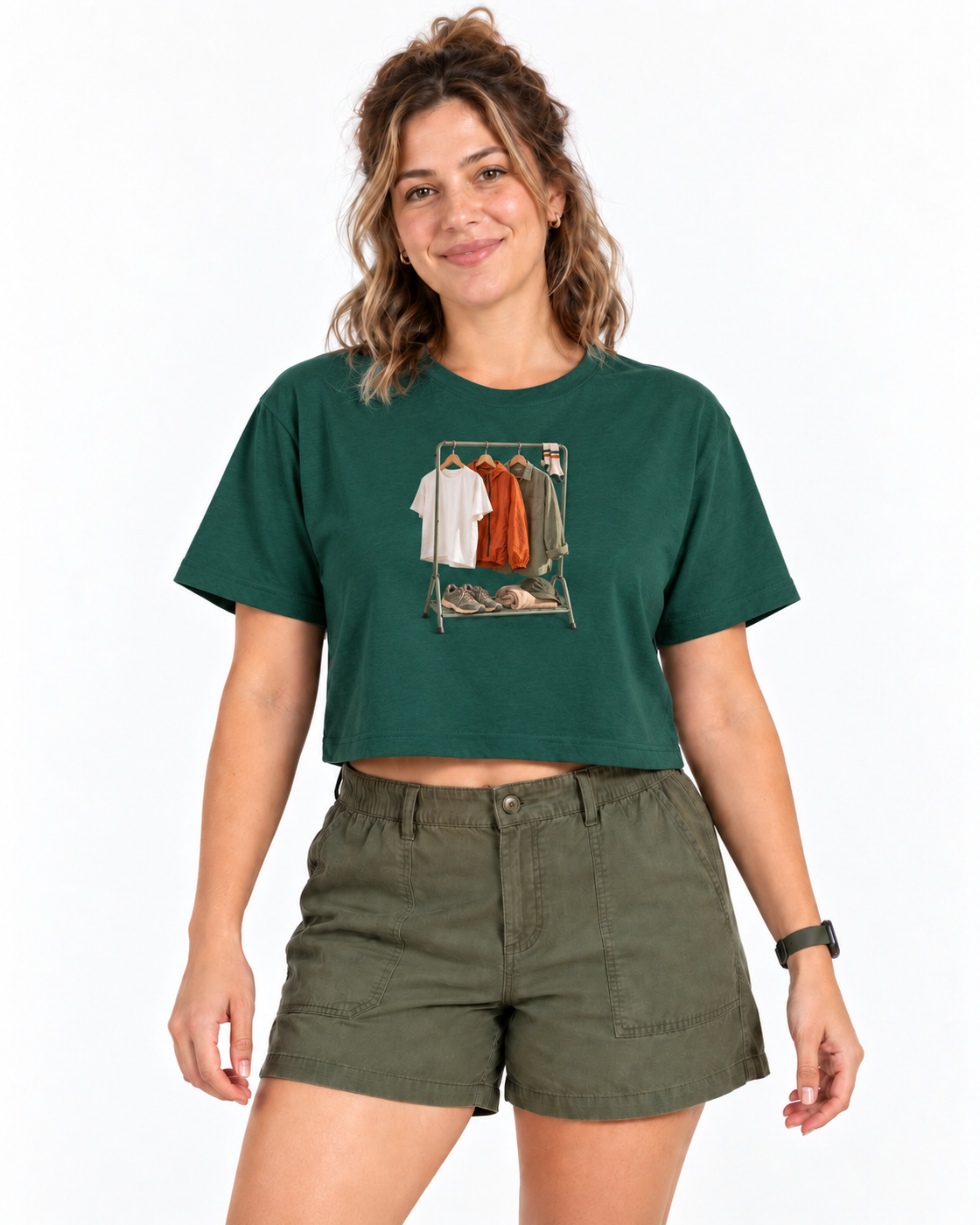 Cropped Guarda-Roupa Runner — mulher em fundo branco