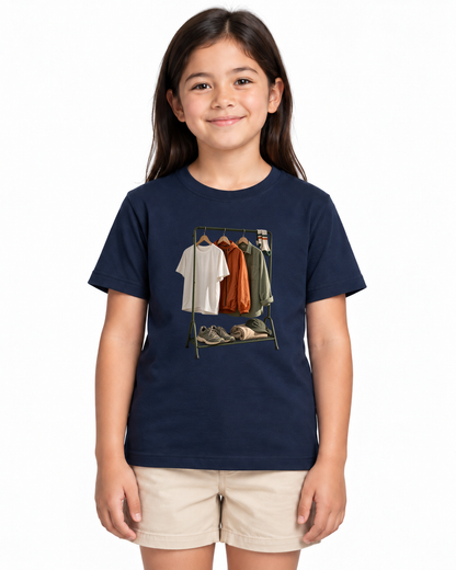 Camiseta Infantil Guarda-Roupa Runner — menina em fundo branco