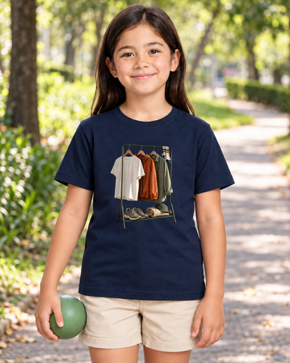 Camiseta Infantil Guarda-Roupa Runner — menina em ambiente