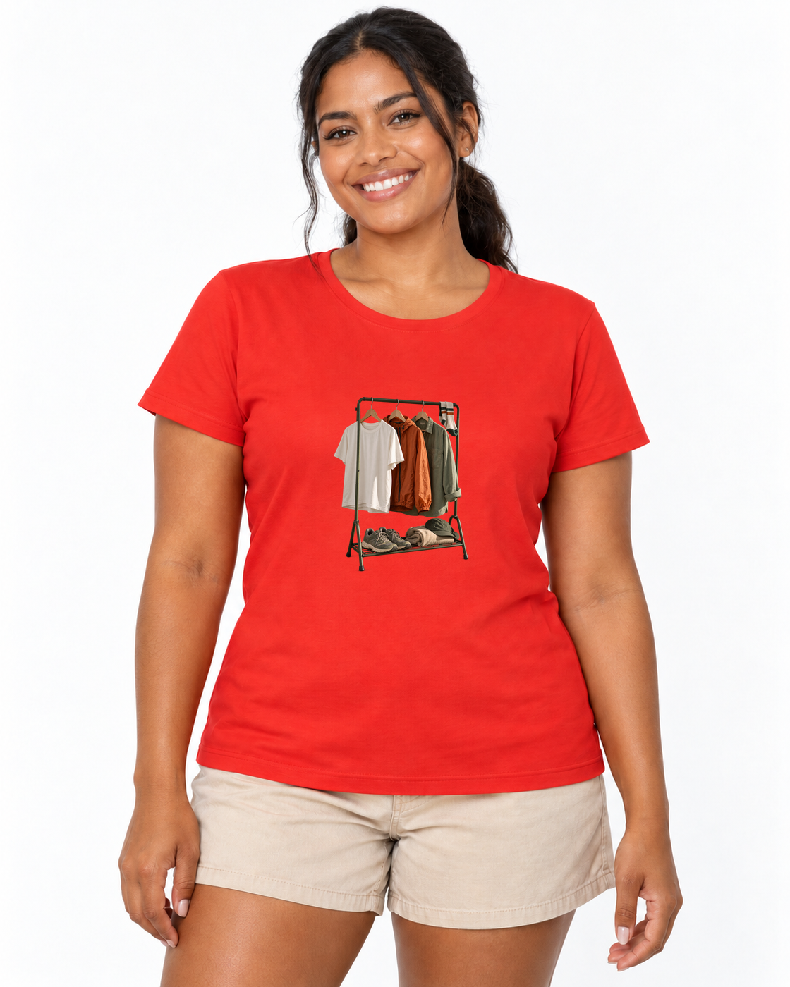 Camiseta Unissex Guarda-Roupa Runner — mulher em fundo branco